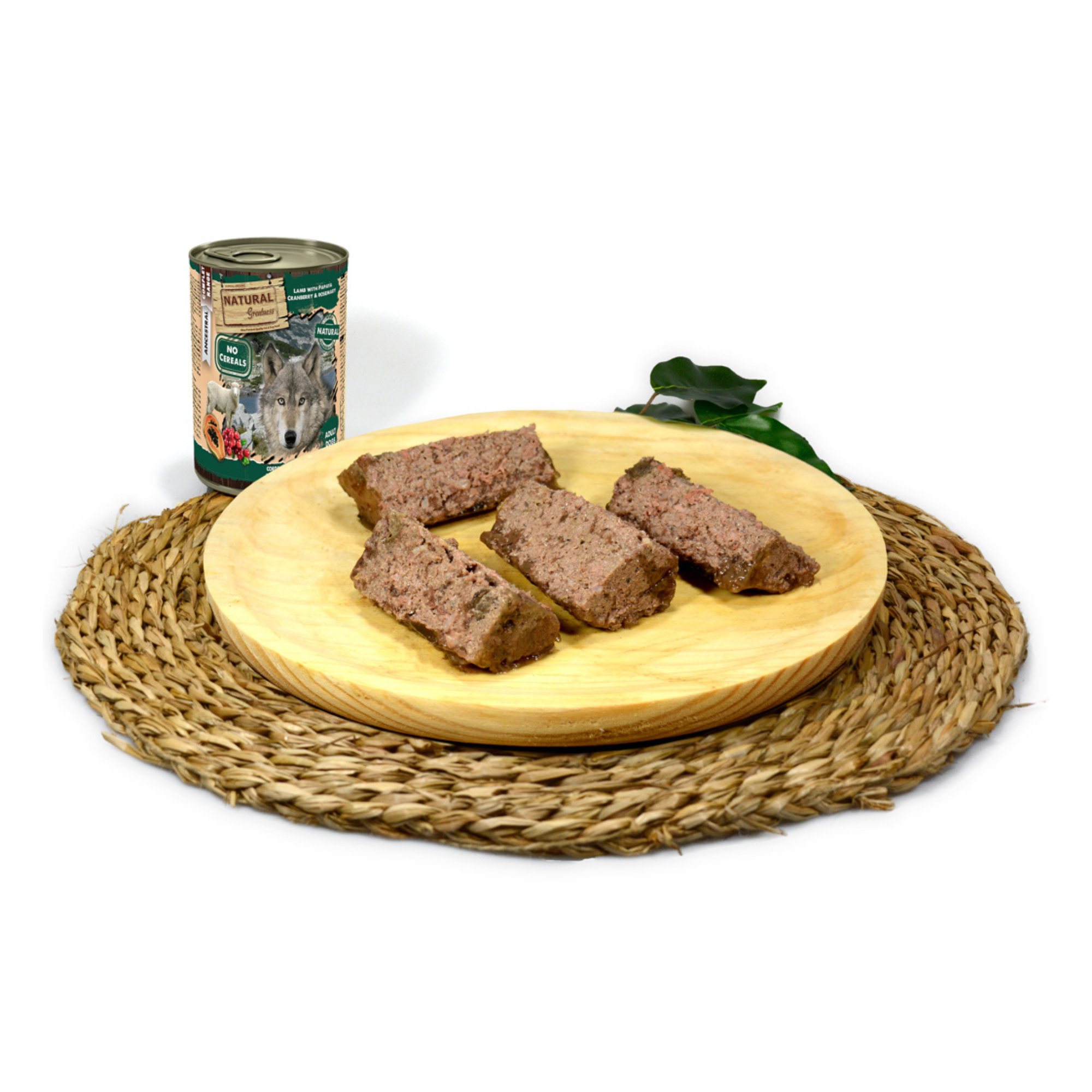 Natural Greatness – Cordero con Papaya, Arándanos y Romero | Comida húmeda natural completa para perros