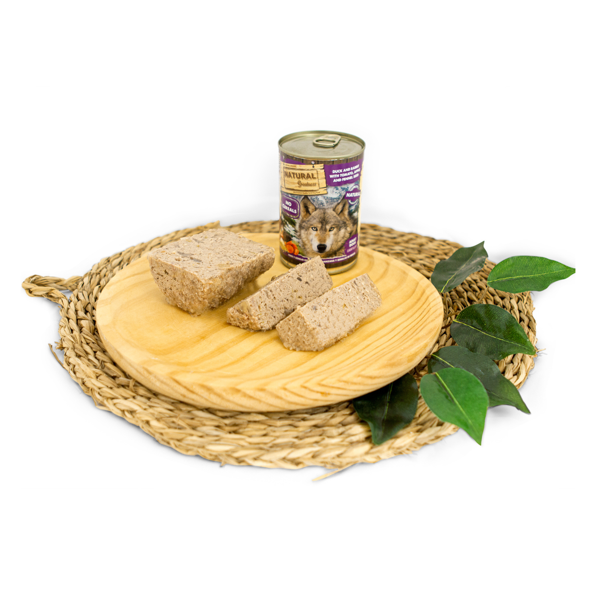 Natural Greatness – Pato y Conejo con Tomate, Manzana y Semillas de Hinojo | Comida húmeda natural completa para perros