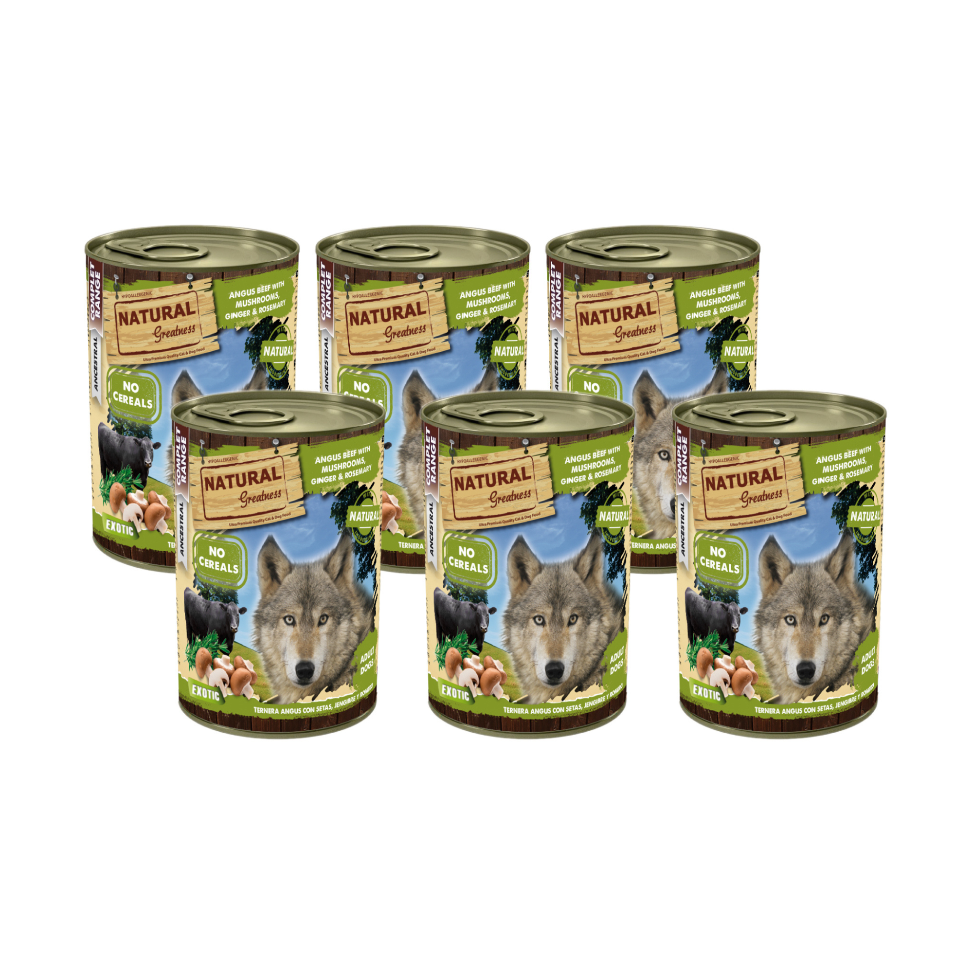 Natural Greatness – Ternera Angus con Setas, Jengibre y Romero | Comida húmeda natural completa para perros